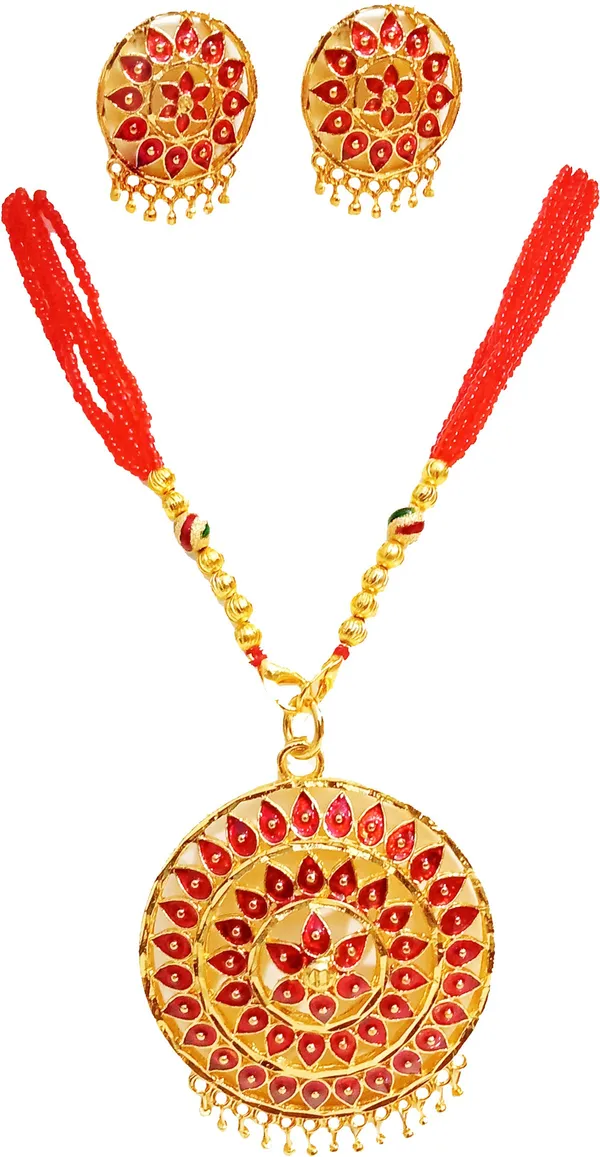 Assamese_Traditional_Red_Colour_Japi_Jewellery_Set_For_Women